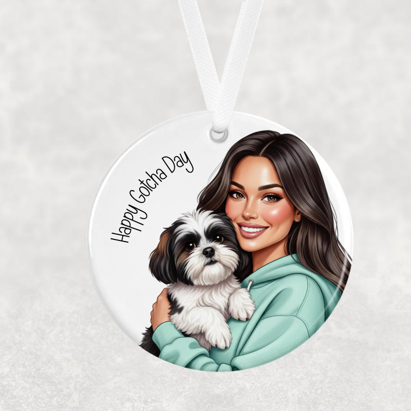 Happy Gotcha Day Hanging Ornament – Female & Shih Tzu