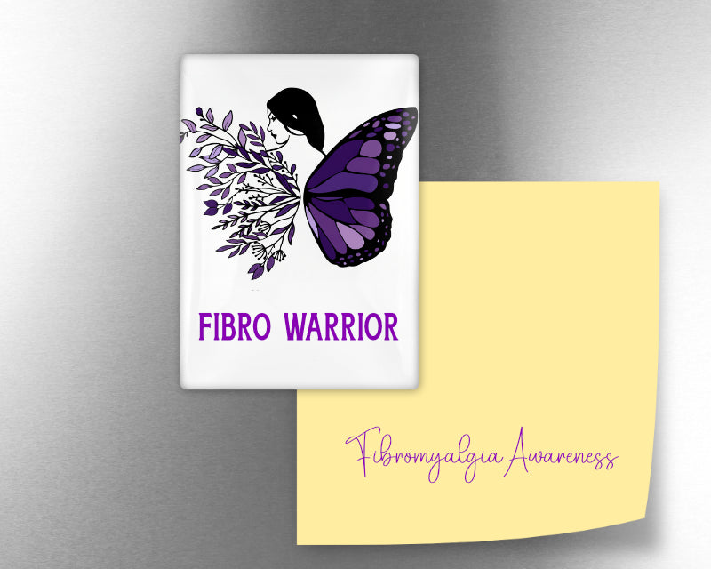 Purple Butterfly Warrior Silhouette Glass Fridge Magnet – Fibromyalgia Meaningful Gift