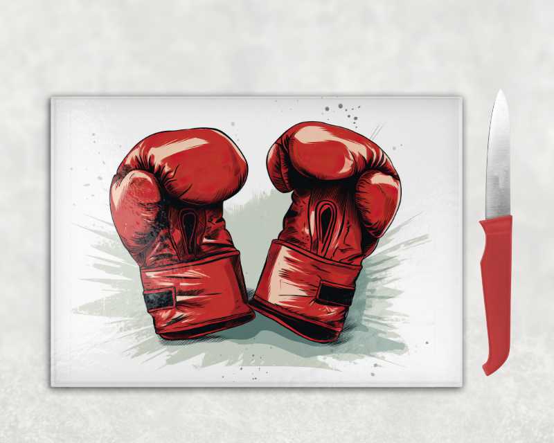 Boxing Gloves Glass Chopping Board