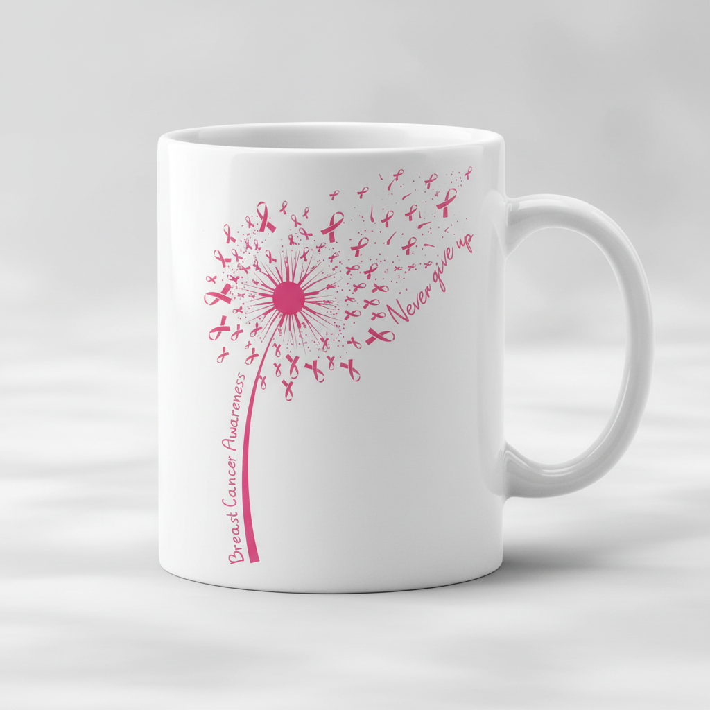 Dandelion Pink Ribbon Mug – Meaningful Gift