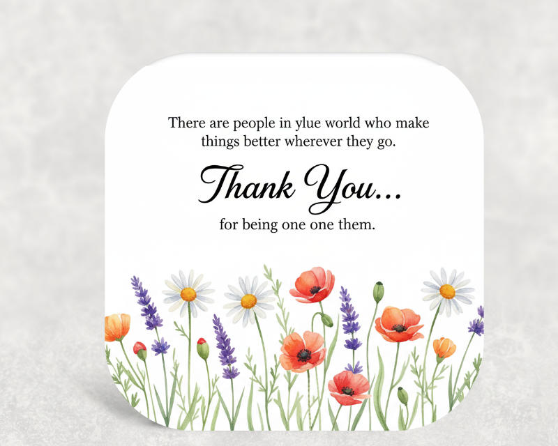 Personalised Thank You Coaster – Wildflower Gift for Someone Special
