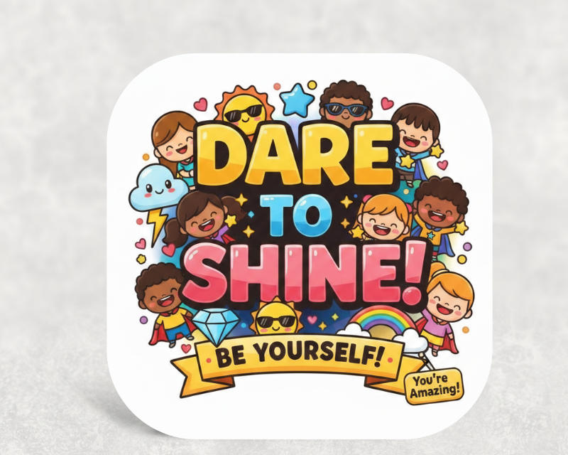 Dare to Shine Coaster - Kawaii Encouragement Gift for Kids & Adults