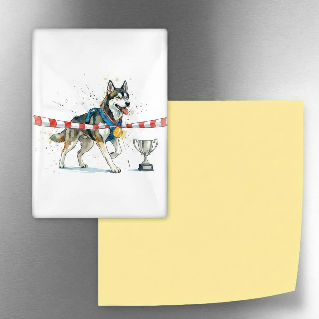 Canicross Finish Line Medal Fridge Magnet