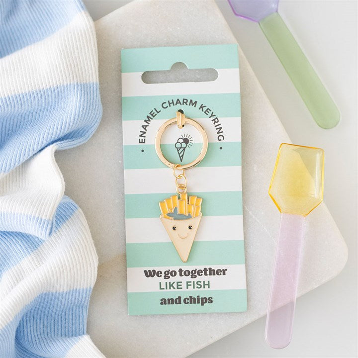 Fish & Chips Enamel Keyring