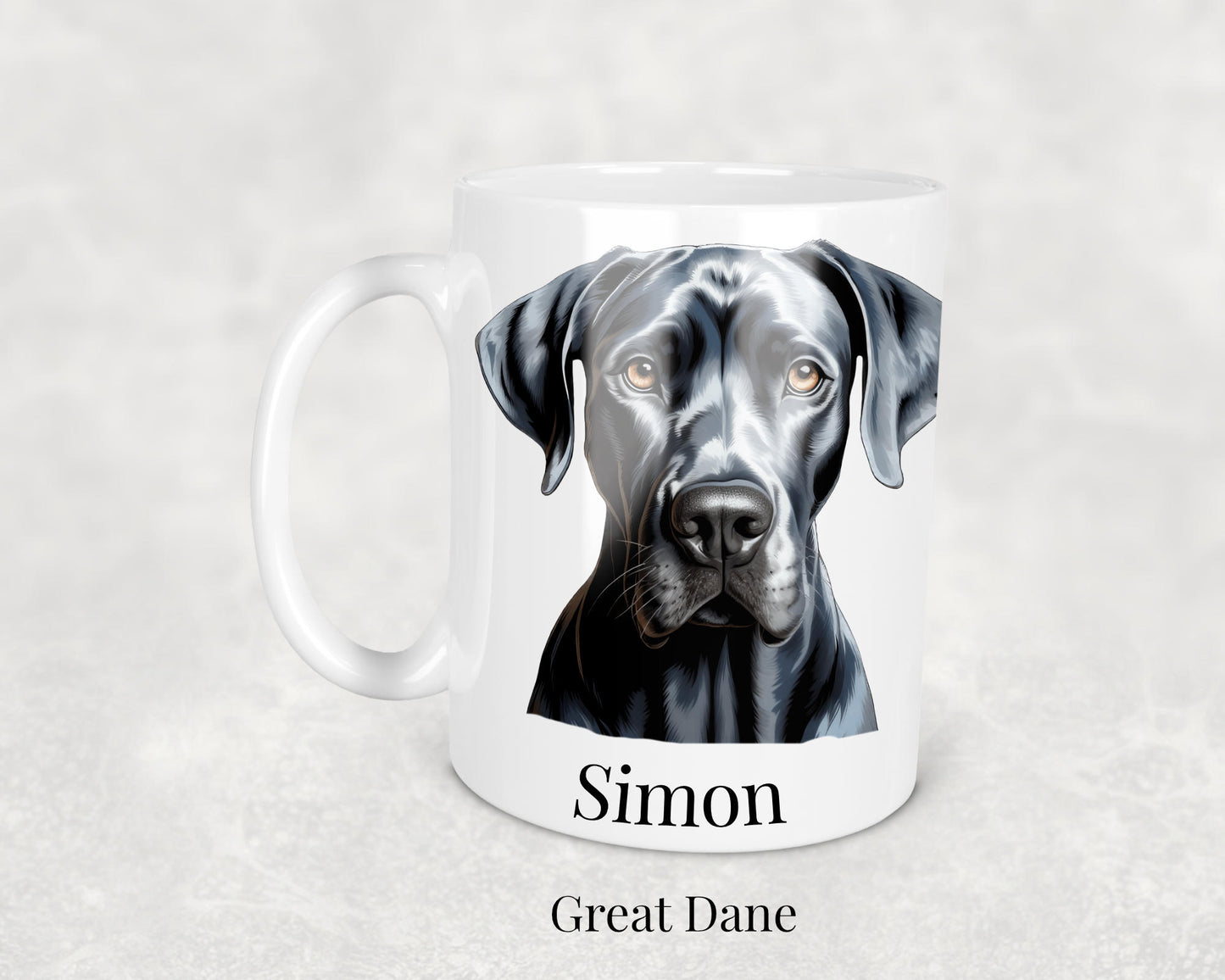 Great Dane Mug - 11oz ceramic dog breed mug featuring a detailed Great Dane illustration. Perfect gift for Great Dane owners