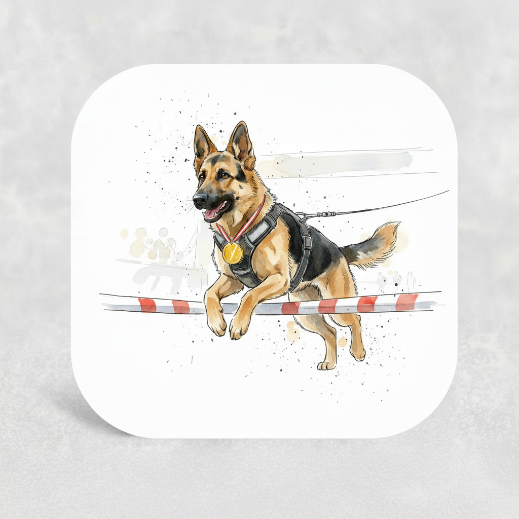 Canicross GSD Finish Line Medal Coaster