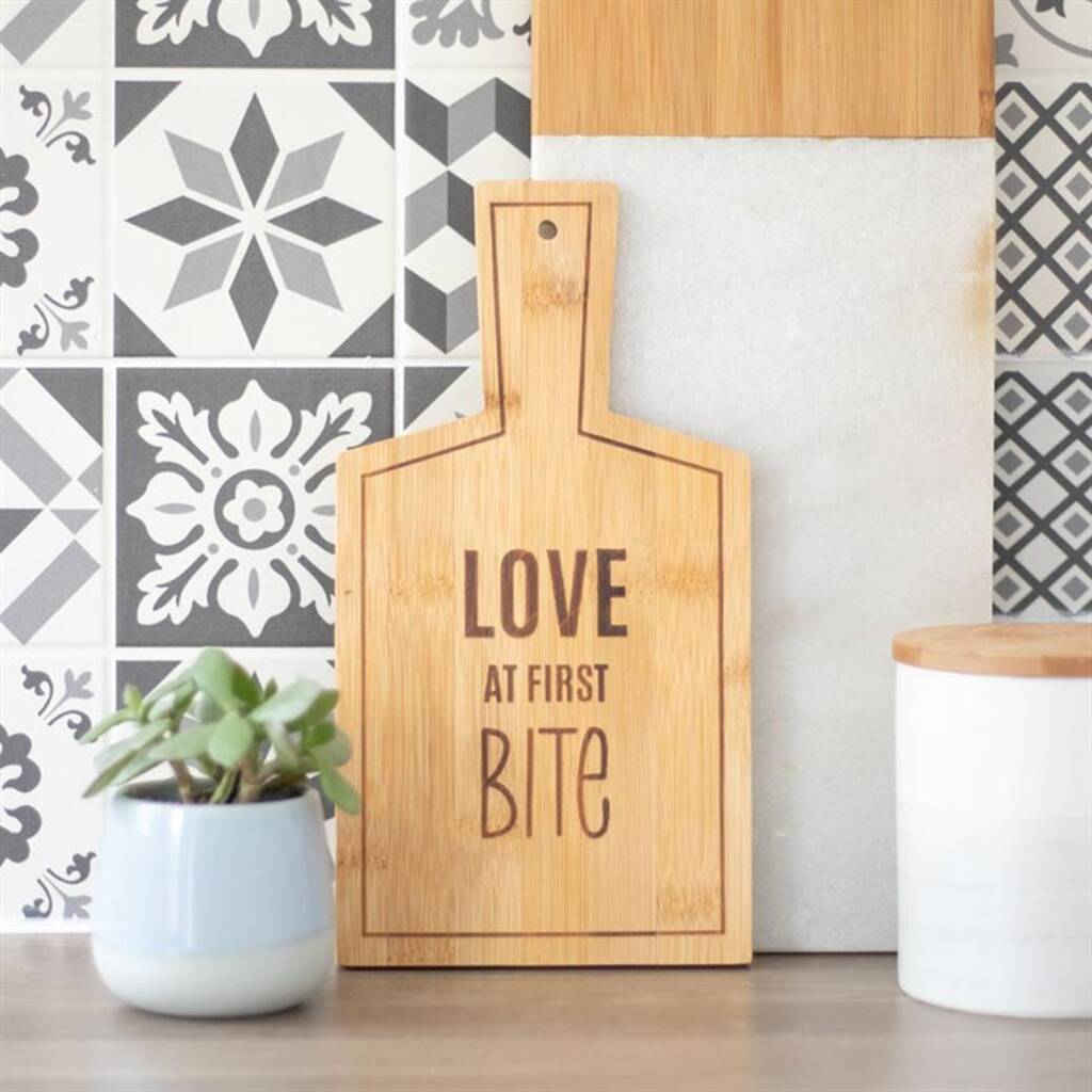 Love at First Bite Bamboo Serving Board