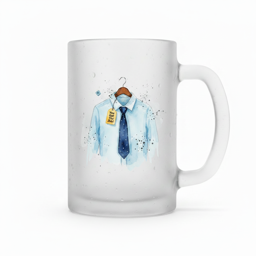 New Job Frosted Glass Tankard