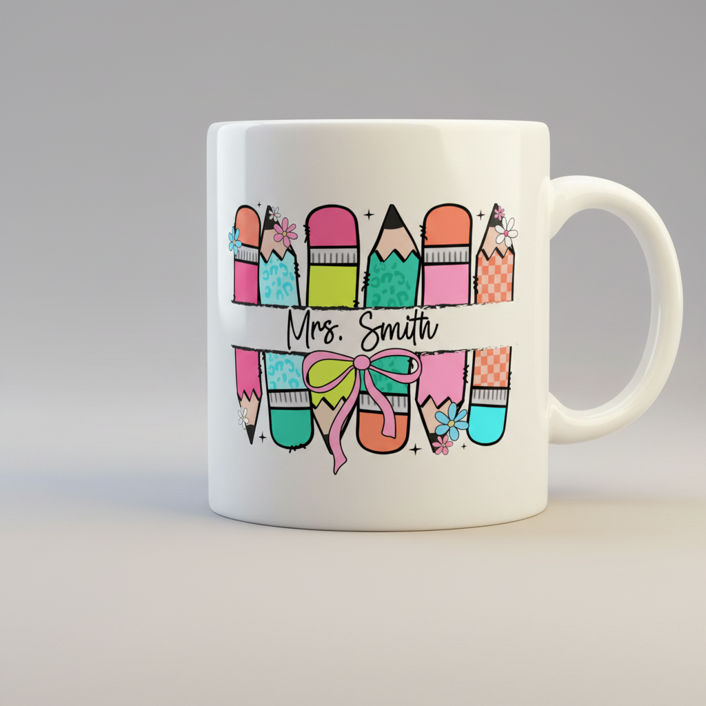 Personalised Teacher Pencils Mug – Custom Name Gift for Teachers