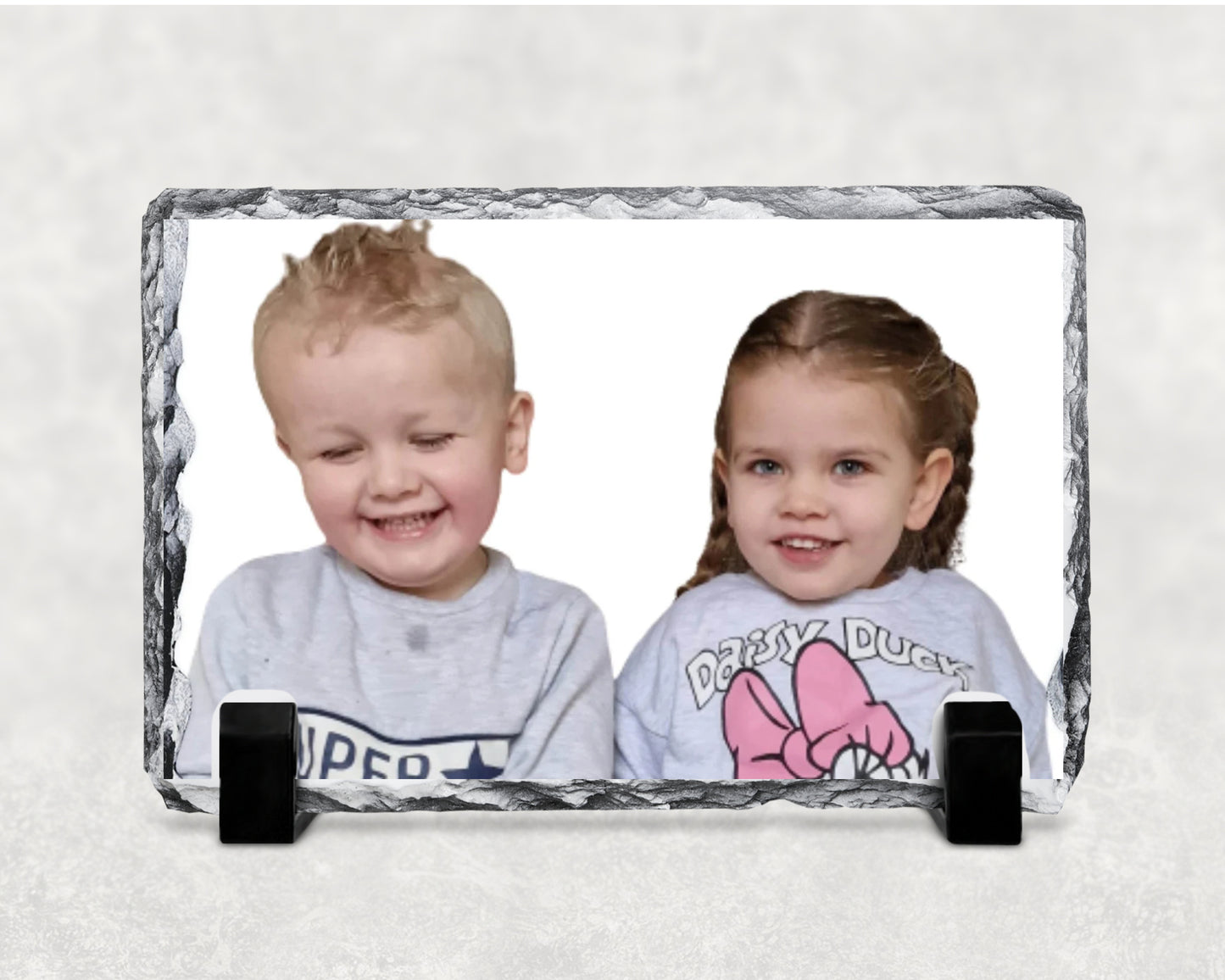 Personalised photo slate with custom image, unique memorial photo gift, handcrafted photo slate UK.