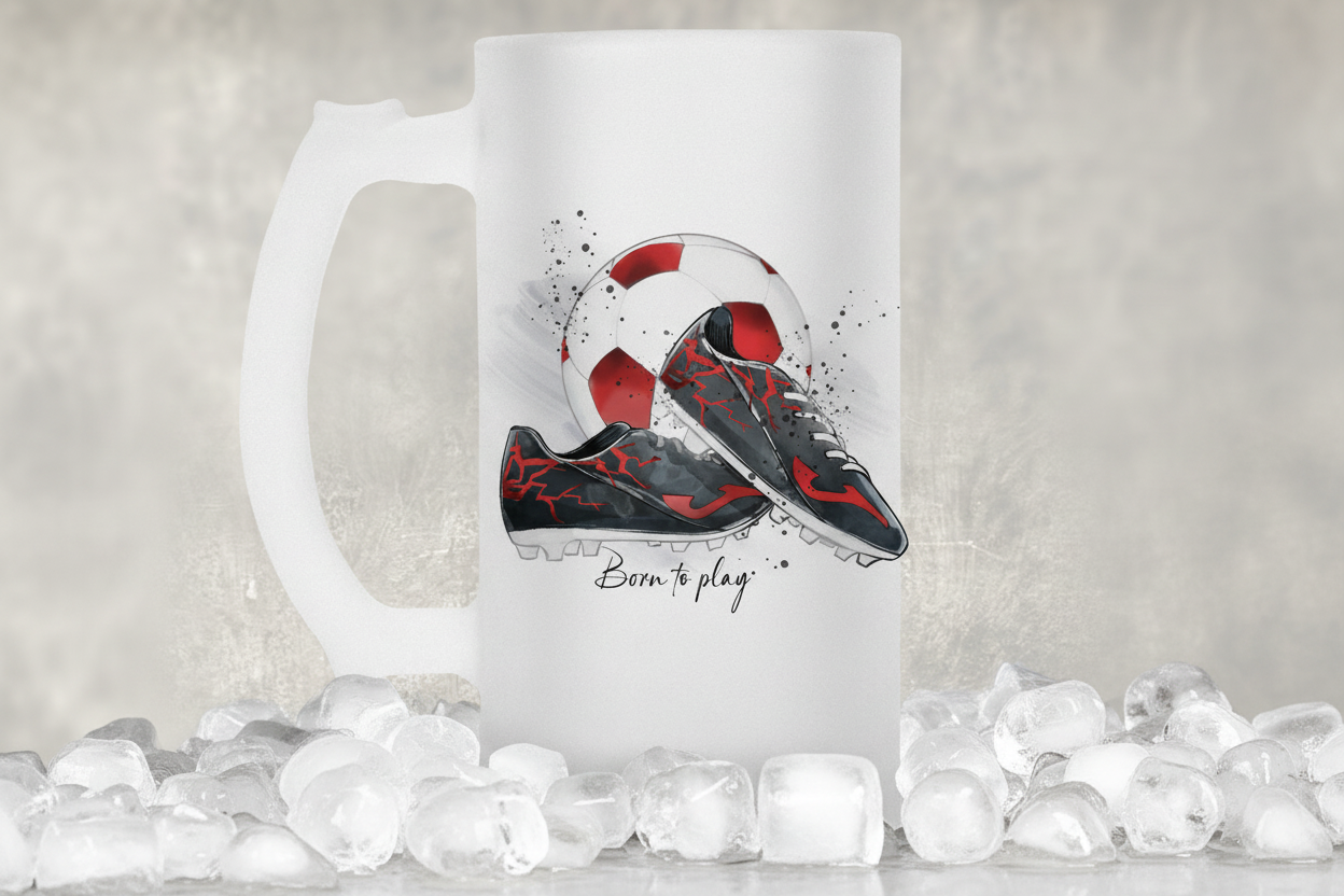 Football Frosted Beer Tankard - Red