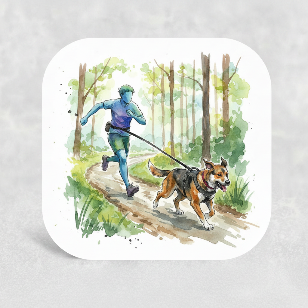 Canicross Runner and Dog in Woodland Coaster