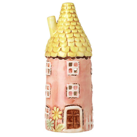 Pink Ceramic Round House T-Light Holder