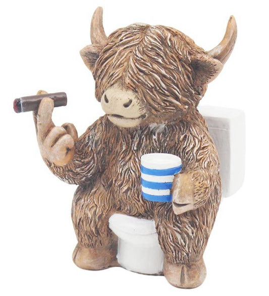 Highland Cow Cuppa on a Toilet