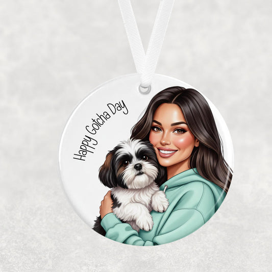Happy Gotcha Day Hanging Ornament – Female & Shih Tzu