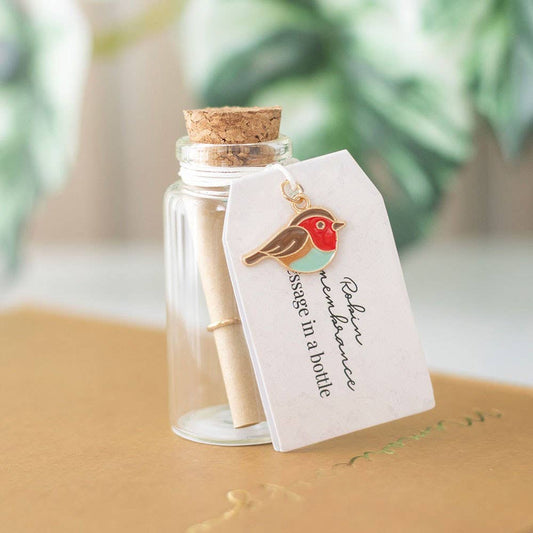 Robin Remembrance Message Bottle