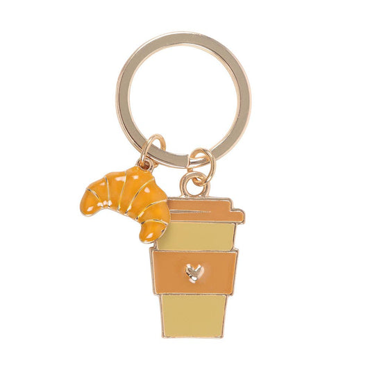 Coffee and a Friend Croissant Keyring