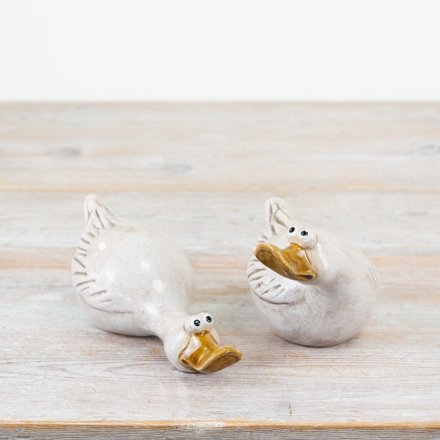 Rustic White Duck Ornament