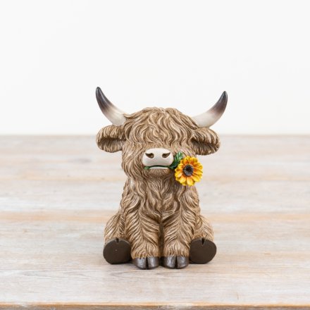 Highland Cow Sunflower Ornament