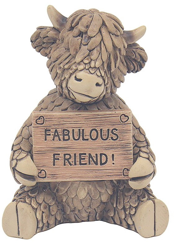 Hughie Highland Cow Fab Friend, 10cm
