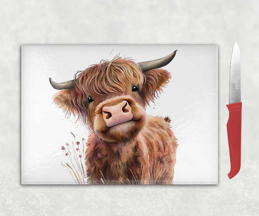 Baby Highland Cow Glass Chopping Board
