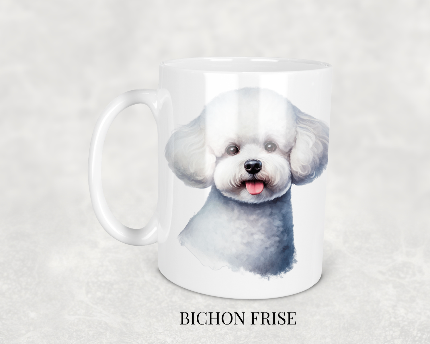  Bichon Frise Mug featuring a detailed illustration of a fluffy and cheerful Bichon Frise dog