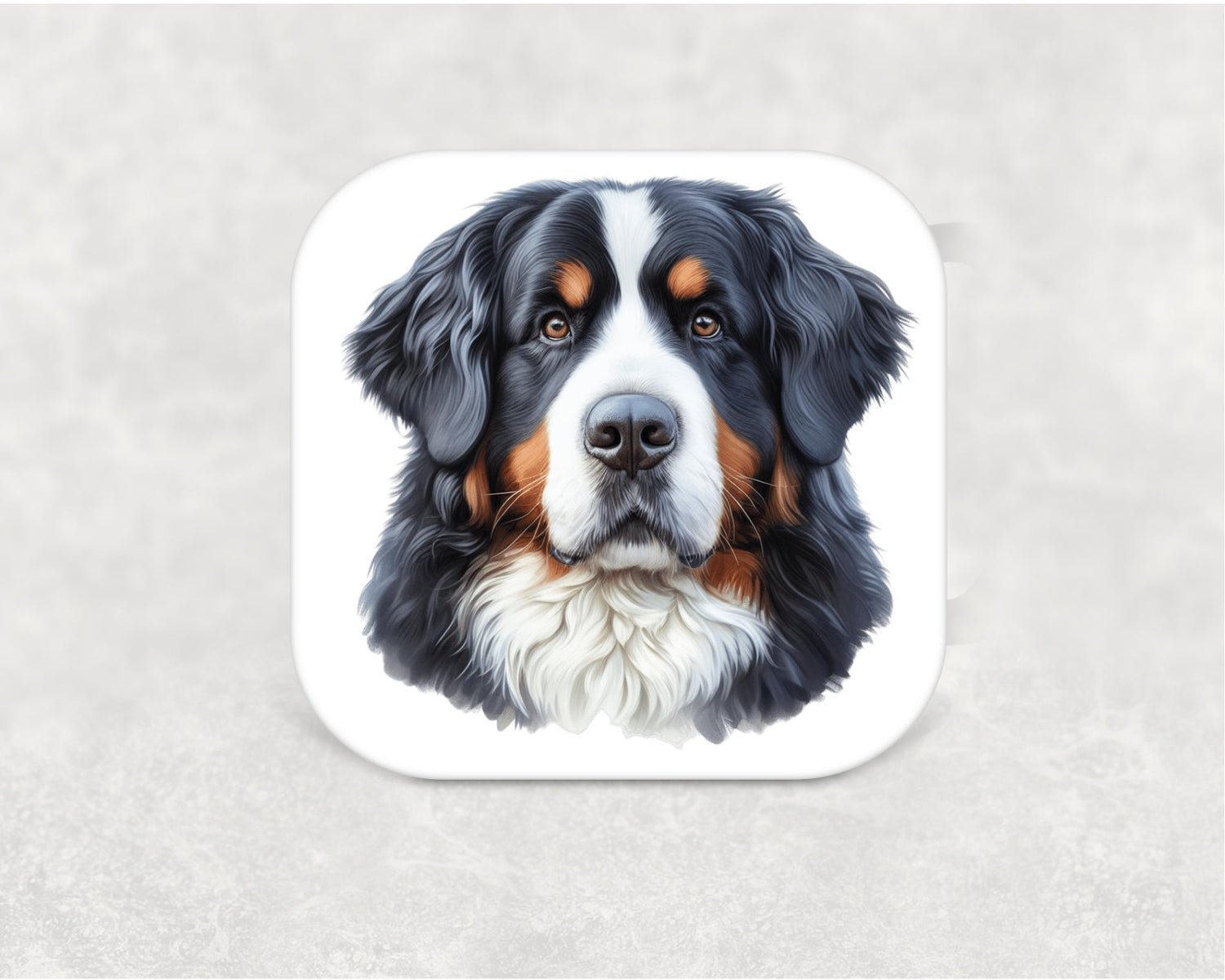 Bernese Mountain Dog Coaster - MDF dog breed coaster with cork backing featuring a detailed Bernese Mountain Dog illustration. Perfect gift for Bernese Mountain Dog owners.