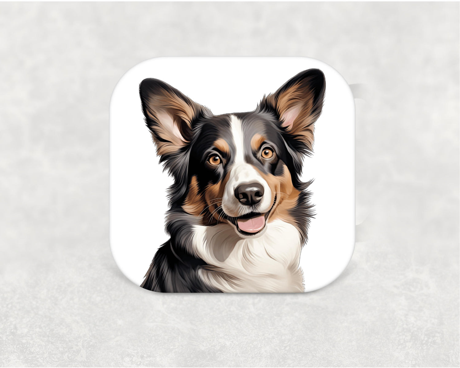 Cardigan Welsh Corgi Coaster - MDF dog breed coaster with cork backing featuring a detailed Cardigan Welsh Corgi illustration. Perfect gift for Cardigan Welsh Corgi owners
