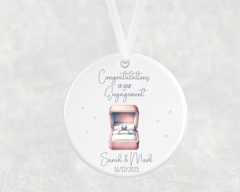 Personalised Congratulations on Your Engagement Hanging Ornament – Couple Keepsake Gift