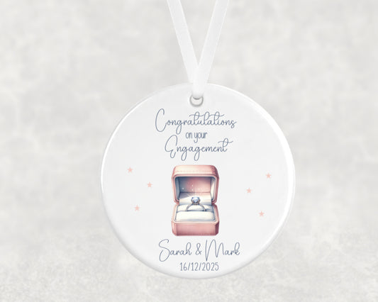 Personalised Congratulations on Your Engagement Hanging Ornament – Couple Keepsake Gift