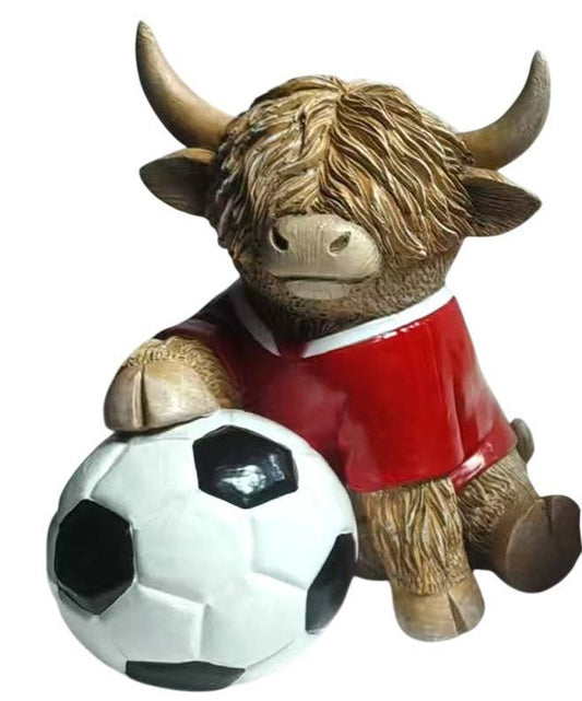 Football Highland Cow Ornament – Red Kit Football Gift