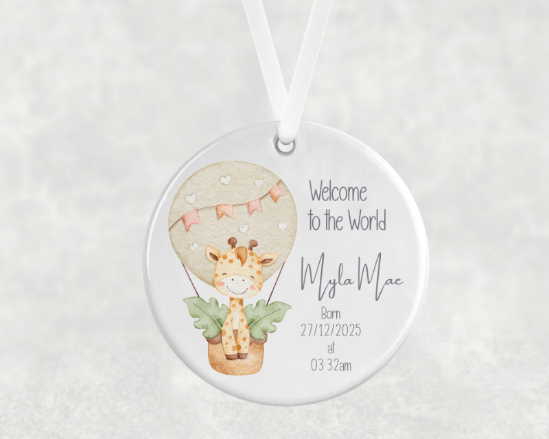 Personalised Giraffe Baby Keepsake Ornament – Welcome to the World Gift