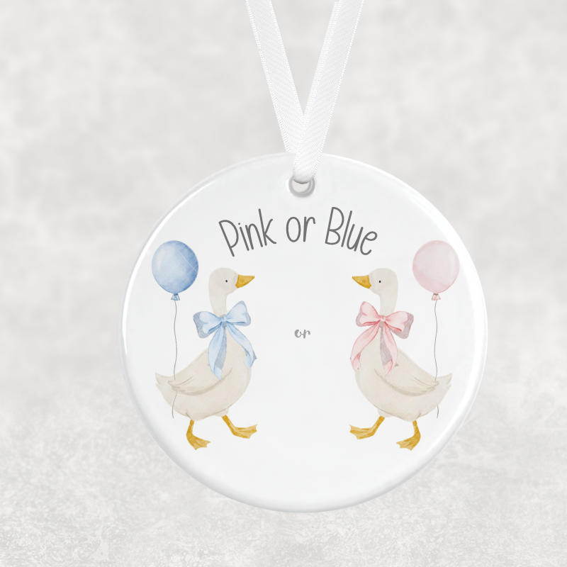 Gender Reveal – Pink or Blue Geese Hanging Ornament