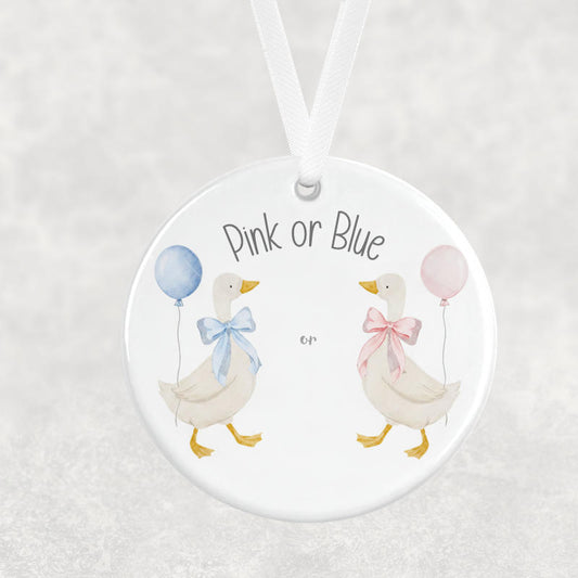 Gender Reveal – Pink or Blue Geese Hanging Ornament