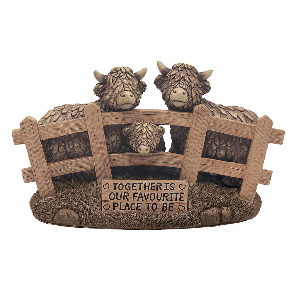Highland Cow Family Figurine — Together is Our Favourite Place to Be