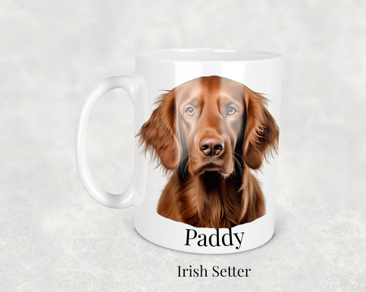 Irish Setter Mug - 11oz ceramic dog breed mug featuring a detailed Irish Setter illustration. Perfect gift for Irish Setter owners