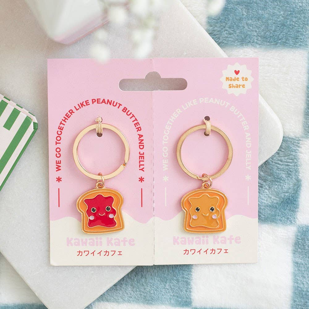 Set of 2 Kawaii Peanut Butter and Jelly Friendship Keyrings