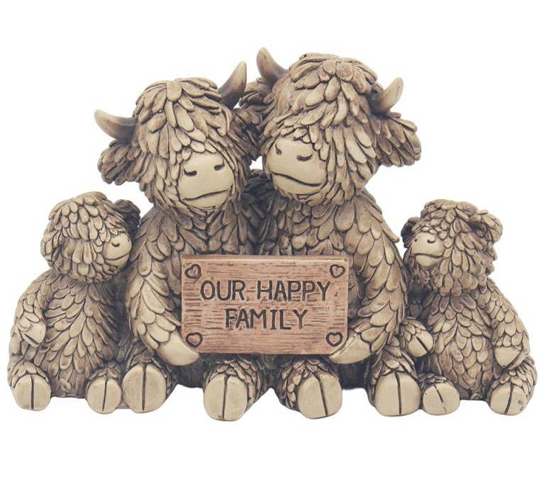 Our Happy Family Highland Cow Figurine