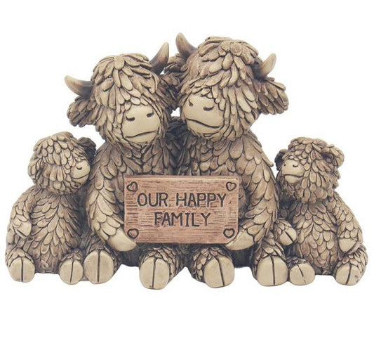 Our Happy Family Highland Cow Figurine