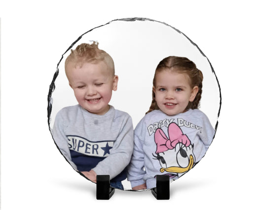 Personalised 15cm Circle Photo Slate