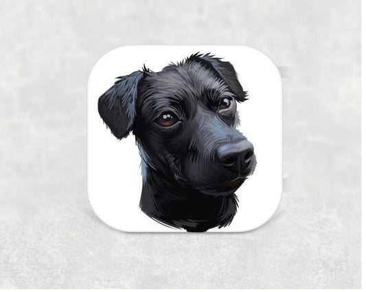 llustrated Patterdale Terrier on a square MDF coaster with cork backing — a great gift idea for Patterdale Terrier owners