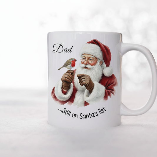 Santa and Robin name mug