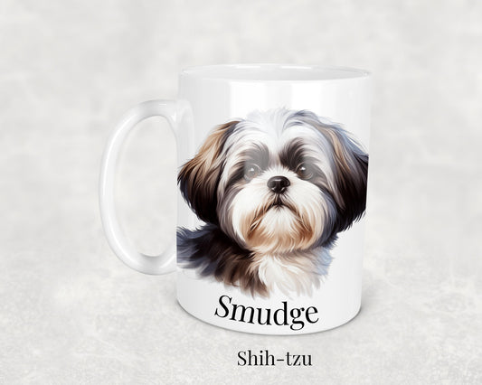Shih Tzu Mug - ceramic dog breed mug featuring a detailed Shih Tzu illustration. Perfect gift for Shih Tzu owners and dog lovers