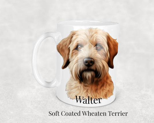 Soft Coated Wheaten Terrier Mug - ceramic dog breed mug featuring a detailed Soft Coated Wheaten Terrier illustration. Perfect gift for Soft Coated Wheaten Terrier owners and dog lovers