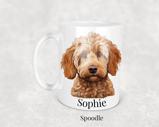 Ceramic Spoodle Mug - a beautifully illustrated mug celebrating the Spoodle breed. Ideal for dog lovers and pet owners