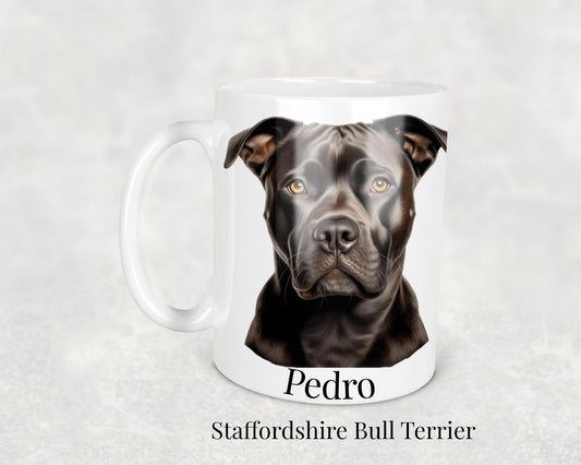 Staffordshire Bull Terrier dog mug - ceramic mug featuring a charming Staffordshire Bull Terrier illustration. The perfect gift for any Staffordshire Bull Terrier enthusiast