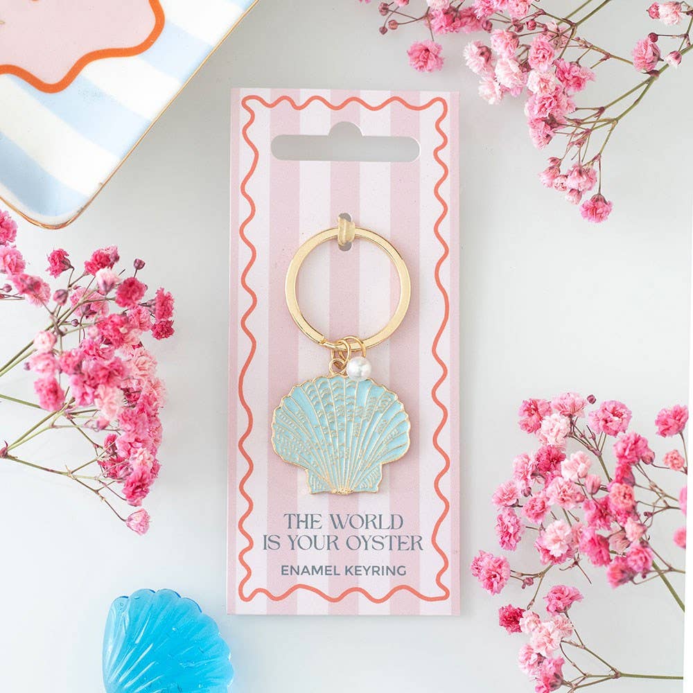 The World is Your Oyster Beachy Coastal Keyring
