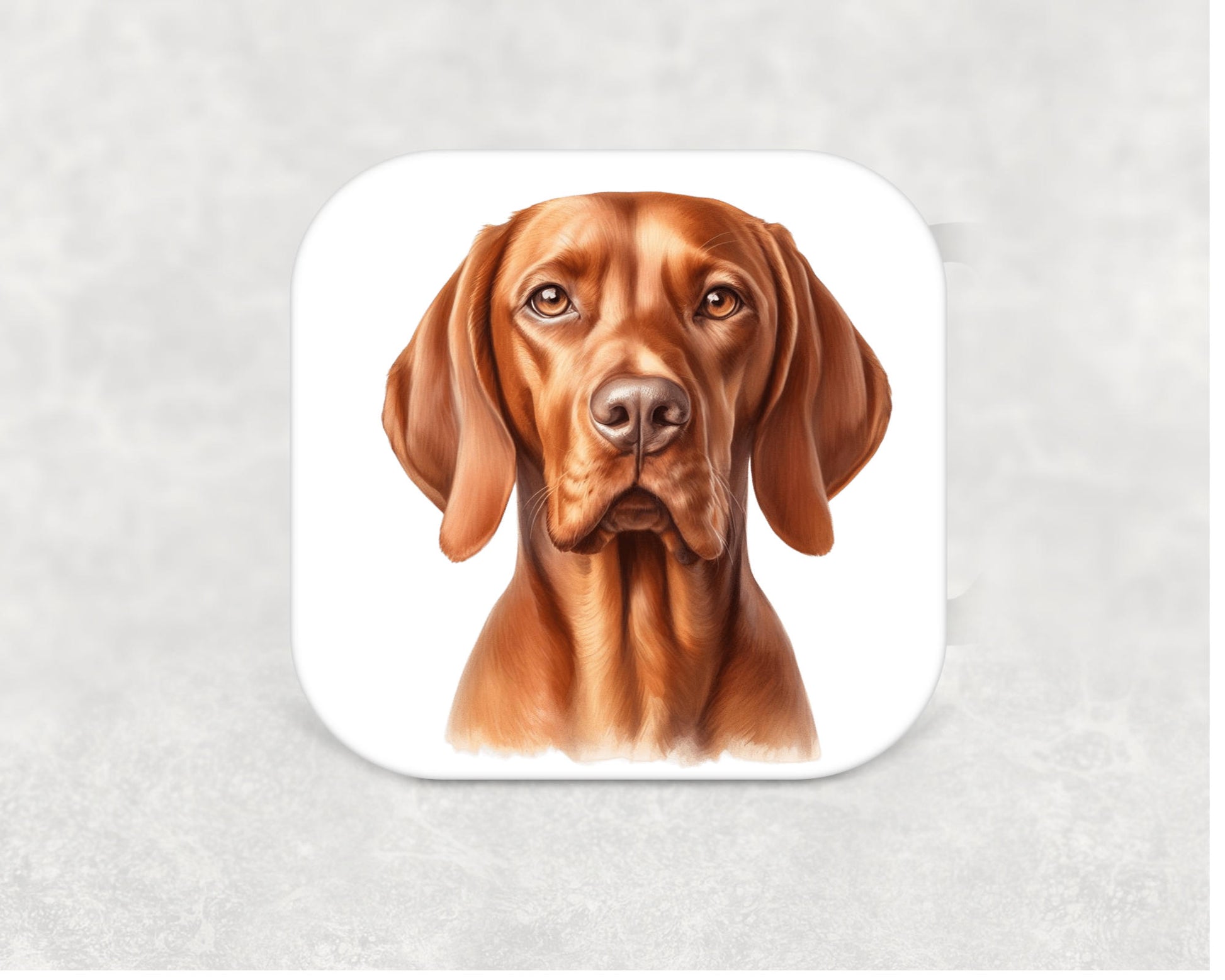 Vizsla Coaster — 9cm square cork-backed MDF coaster featuring an illustrated Vizsla dog design, perfect for Vizsla lovers