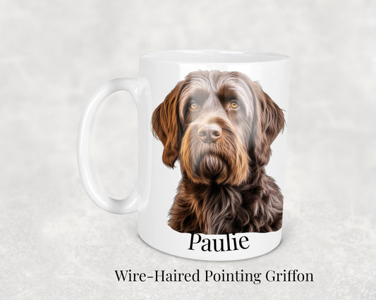 Wirehaired Pointing Griffon dog mug - ceramic mug featuring a charming Wirehaired Pointing Griffon illustration. The perfect gift for any Wirehaired Pointing Griffon enthusiast.