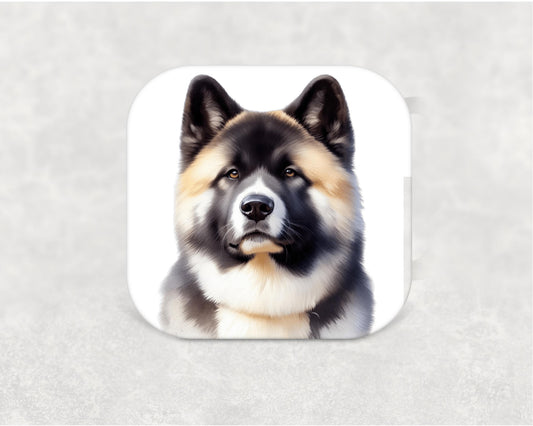 Akita Dog Coaster - MDF coaster with cork backing featuring an Akita illustration, 9cm x 9cm